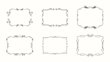 Klasik süsleme seti. Eski kare çerçeve ve kaydırma ögelerini süsleName