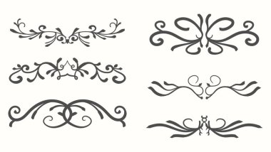 Eski marka süs bölücüsü. El çizimi sınırların koleksiyonu