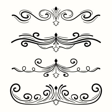 Hat ayırıcıları. El çizimi sınırların koleksiyonu