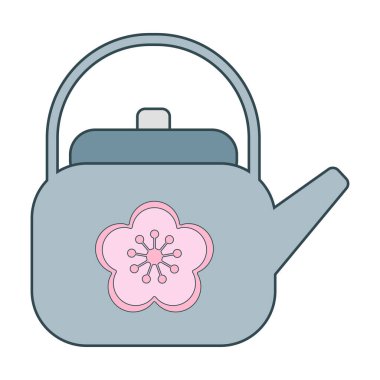 Çay demliği ve sakura kiraz çiçeği. Sakura Pembe Çiçekleri