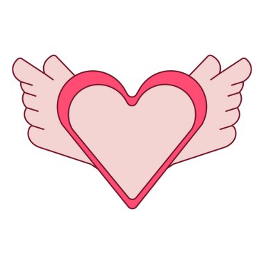 Wing Love logo dizayn romantizmi. Kalp kanatlı melek.