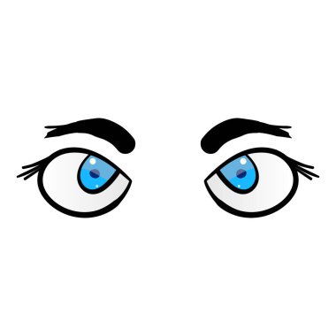 Beyaz arka planda izole edilmiş mavi gözlü kadın. El çizimi açık kadın gözleri