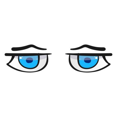 Beyaz arka planda izole edilmiş mavi gözlü kadın. El çizimi açık kadın gözleri