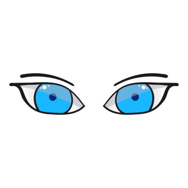 Beyaz arka planda izole edilmiş mavi gözlü kadın. El çizimi açık kadın gözleri