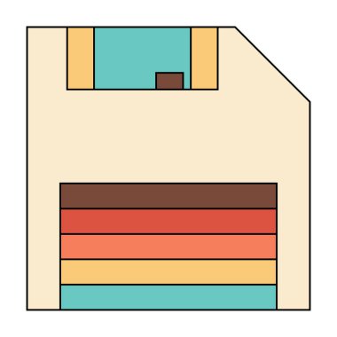 Disk Retro çizgi filmi. Eski manyetik disk