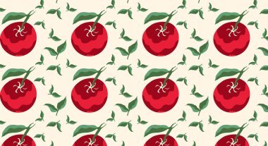 Kırmızı domatesli kusursuz desen. Çizgi film tarzında domates vektörü.