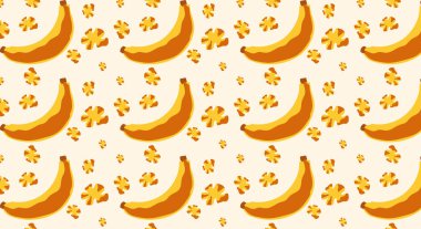 Muz pürüzsüz desen. Tropikal meyveler, basit çizimler..
