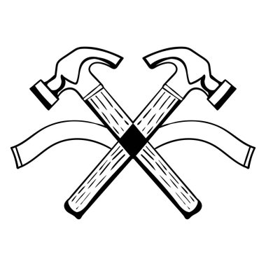Siyah ve Beyaz Çekiç Vektörü. Klip Sanatı ve Sembol İllüstrasyonu