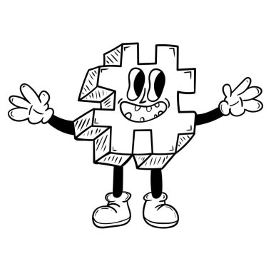 Moda Konuları İçin Siyah Etiket Sembolü içeren 70 'lerin Harika Çizgi Roman Karakteri Vektörü