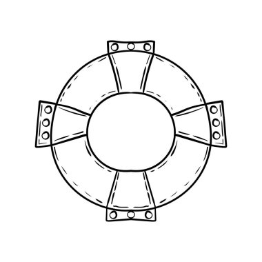 Lifebuoy siyah çizgi çizimi, karalama tarzı