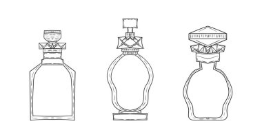 Çizgi film tarzı sihirli iksirle çizilmiş şişeleri hazırla.