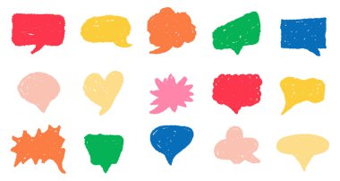 Çizgi roman konuşma baloncukları, pastel karalama metin çerçeveleri