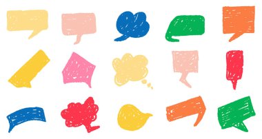 Sohbet baloncuğu seti, pastel karalama metin çerçeveleri