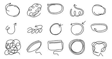 karalama konuşma baloncukları koleksiyonu, kalem karalama taslağı