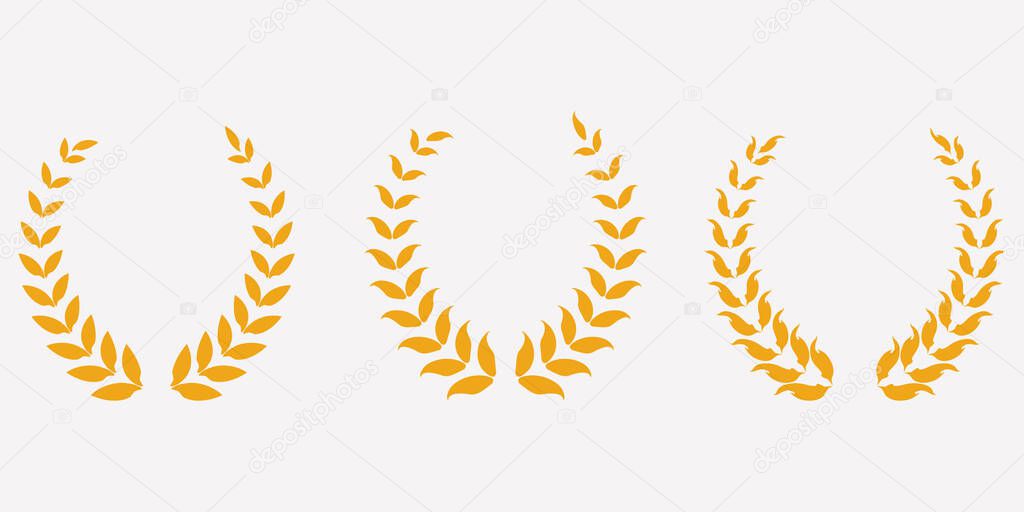 Golden Laurel Wreath Set for Award Ceremony and Achievement Graphics