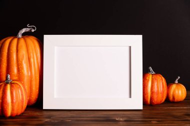 Arka planda balkabakları olan Mutlu Cadılar Bayramı şablonu