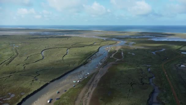 Wybrzeże Norfolk Sól Bagna Widok Powietrza — Wideo stockowe