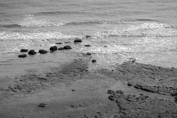 Rocky Shore Aerial View Black White Abstract — Stock Photo, Image