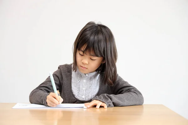 Japans Student Meisje Studeren Eetkamer Jaar Oud — Stockfoto