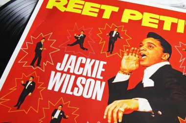 Viersen, Almanya - 9 Mayıs. 2022: 50 'lerden şarkıcı Jackie Wilson' ın plak kapağı Reet Petite