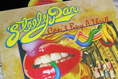 Viersen, Germany - November 9. 2022: Closeup of isolated vinyl record debut album can t buy a thrill of american rock band Steely Dan, released 1972
