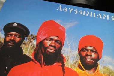 Viersen, Germany - November 9. 2022: Closeup of isolated vinyl record Arise album of jamaican roots dub reggae band the abyssinians
