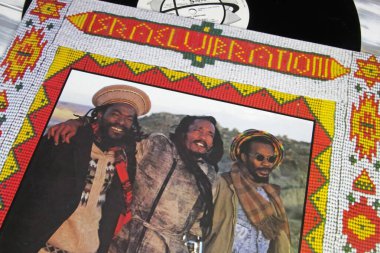 Viersen, Germany - November 9. 2022: Closeup of isolated vinyl record Praises album of roots reggae band Israel Vibration