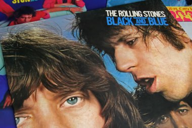 Viersen, Germany - November 9. 2022: Closeup of isolated vinyl record album of rolling stones band