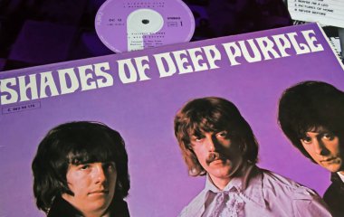 Viersen, Germany - November 9. 2022: Closeup of isolated vinyl record  debut rock band album Shades of Deep Purple released 1968