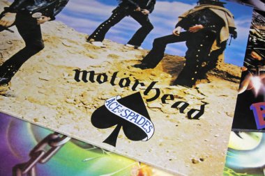 Viersen, Germany - November 9. 2022: Closeup of isolated vinyl record album of rock band Motorhead