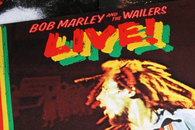 Viersen, Germany - November 9. 2022: Closeup of isolated vinyl Live record album of Bob Marley and the wailers releasde 1975
