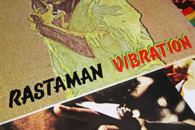 Viersen, Germany - November 9. 2022: Closeup of isolated vinyl record Rastaman Vibration album of Bob Marley, released 1976