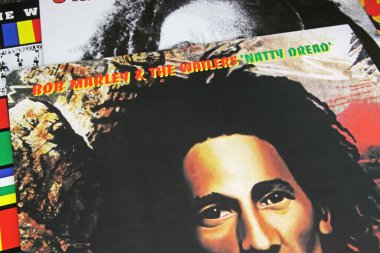 Viersen, Germany - November 9. 2022: Closeup of isolated vinyl record Natty Dread album of Bob Marly and the wailers released 1974