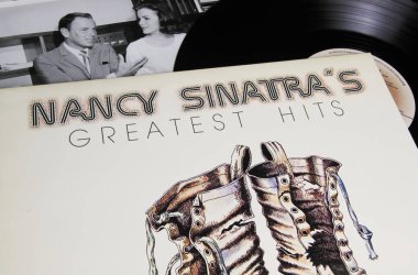 Viersen, Germany - 8. June 2022: Closeup of vinyl record cover album by singer Nancy Sinatra clipart