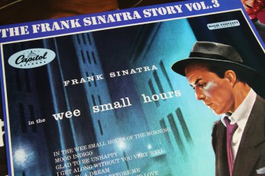 Viersen, Germany - 8. June 2022: Closeup of vinyl record cover grammy hall of fame album in the wee small hours from singer Frank Sinatra, released 1955