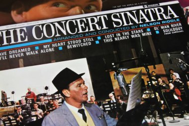 Viersen, Germany - 8. June 2022: Closeup of vinyl record cover album The concert Sinatra arranged by Nelson Riddle, released 1963