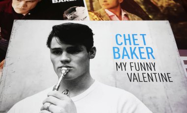 Viersen, Germany - June 9. 2023: Closeup of vintage vinyl record cover album of Chet Baker My funny valentine clipart