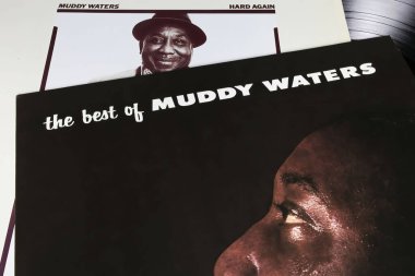Viersen, Almanya - 9 Mayıs. 2023: Blues şarkıcısı Muddy Waters 'ın kapanışı Vinil albüm kapağı hit şarkıların en iyisi