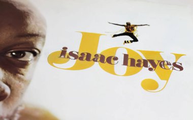 Viersen, Almanya - 9 Mayıs. 2023: Isaac Hayes 'in kapanışı Vinil albüm, cover Joy