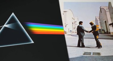 Viersen, Almanya - 9 Ocak. 2024: Pink Floyd 'un en çok satan plak albümünün kapanışı ayın karanlık yüzünü kaplıyor ve keşke burada olsaydım diyor.