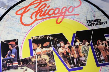 Viersen, Almanya - 9 Ocak. 2024: 1971 'den kalma vinil albüm kapağı canlı görüntü Transit Authority