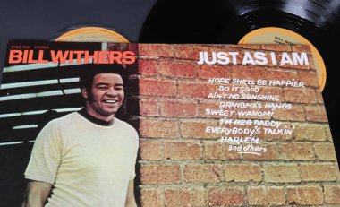 Viersen, Germany - May 9. 2024: Closeup of singer Bill Withers vinyl debut record album cover Just as I am from 1971 clipart