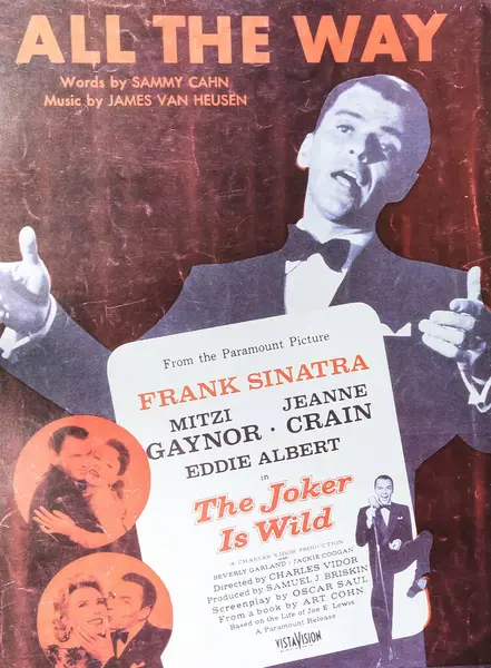 Stock image Viersen, Germany - May 9. 2024: Film poster of The joker is wild movie with Frank Sinatra and Mitzi Gaynor from 1957