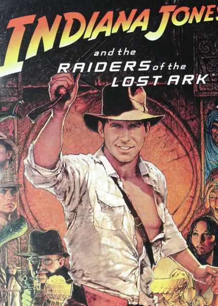 stock image Viersen, Germany - May 9. 2024: Cinema film poster detail from movie Indiana Jones Raiders of the lost Ark from 1981