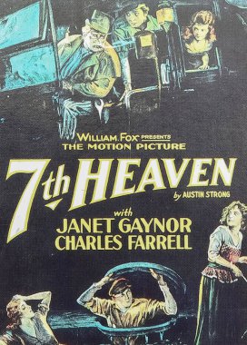 Viersen, Almanya - 9 Mayıs. 2024: Janet Gaynor ve Charles Farrell 'ın oynadığı klasik 7. Cennet filminin resmi sinema afişi)