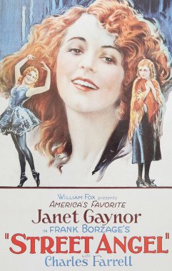 Viersen, Almanya - 9 Mayıs. 2024: Resmi Sinema ses senkronize Drama film posteri Janet Gaynor ile birlikte 1928 'de (merkeze odaklan)