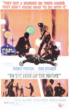 Viersen, Almanya - 9 Mayıs. 2024: 1967 'den Sidney Poitier ve Rod Steiger ile birlikte gecenin esrarengiz dram filmi afişlerinde orjinal yetkili
