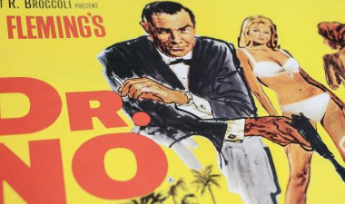 Viersen, Almanya - 9 Mayıs. 2024: Resmi James Bond 007 'nin detayları. 1962' den Sean Connery 'nin olduğu bir film posteri yok.)