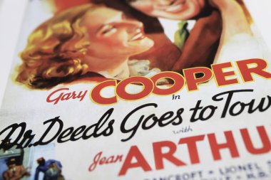 Viersen, Almanya - 9 Mayıs. 2024: Klasik film Mr. Sinema 'nın resmi film afişi Deeds, 1936 'dan Gary Cooper ve Jean Arthur ile şehre gider.)
