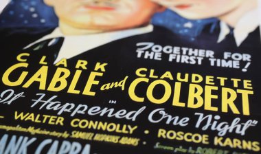 Viersen, Almanya - 9 Mayıs. 2024: Filmin resmi özgün film afişi 1934 'ten bir gece Clark Gable ve Claudette Colbert ile (merkeze odaklan))